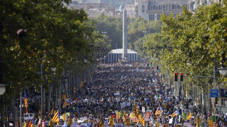 Un momento de la marcha en Barcelona.