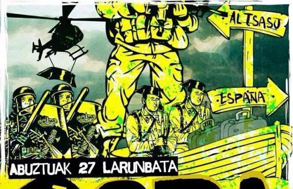 pancarta Pancarta de la caza del guardia civil del año pasado.