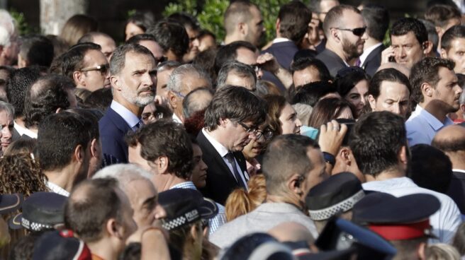 Carles Puigdemont, en la manifestación de Barcelona.