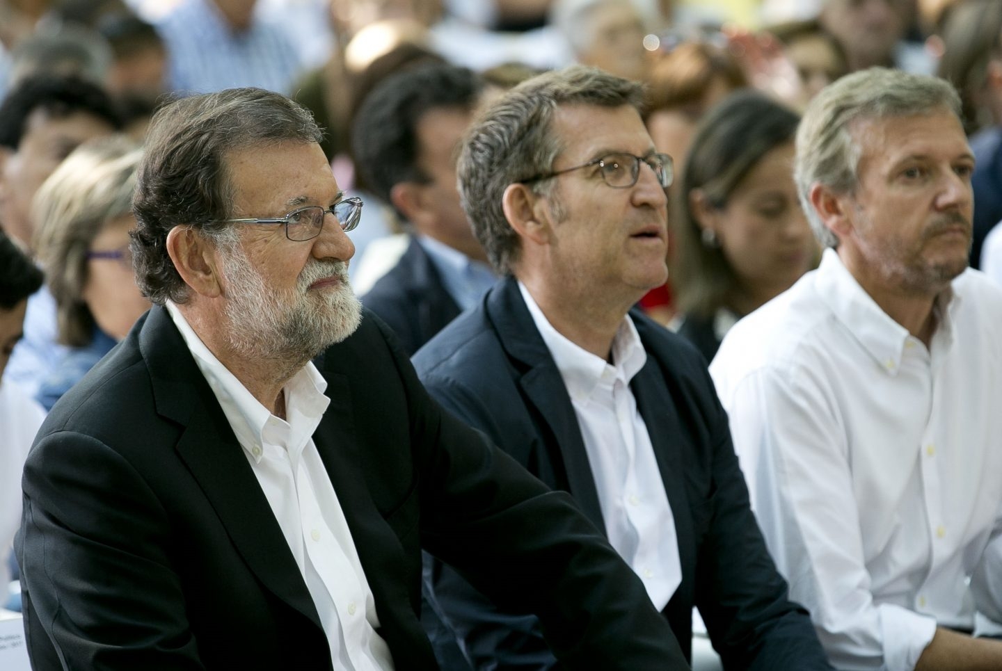 Mariano Rajoy y Alberto Núñez Feijóo, este domingo en Pontevedra.