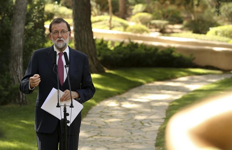 Mariano Rajoy en su comparecencia tras la audiencia con el Rey.