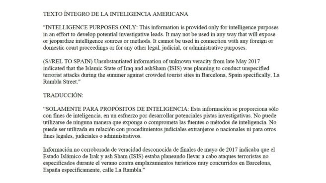 El aviso de la CIA evidencia un fallo de seguridad ciudadana en el dispositivo de los Mossos