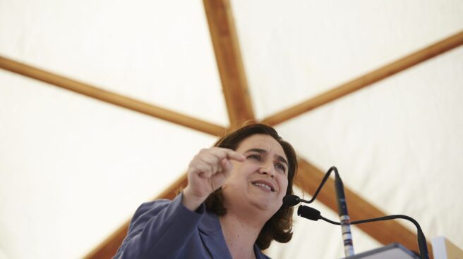 Ada Colau, durante su acto de este lunes de celebración de la Diada