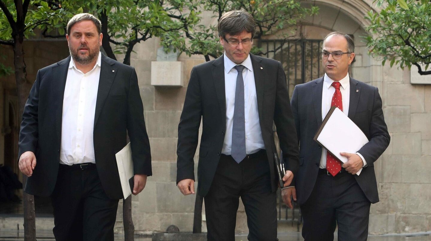 Referéndum 1-O: Junqueras, Puigdemont y Turull, en la Generalitat.