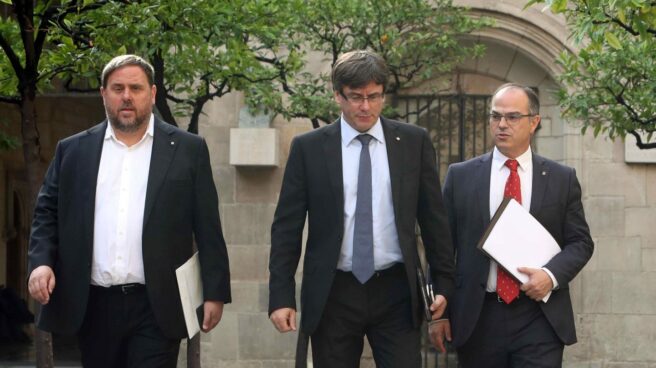 Referéndum 1-O: Junqueras, Puigdemont y Turull, en la Generalitat.