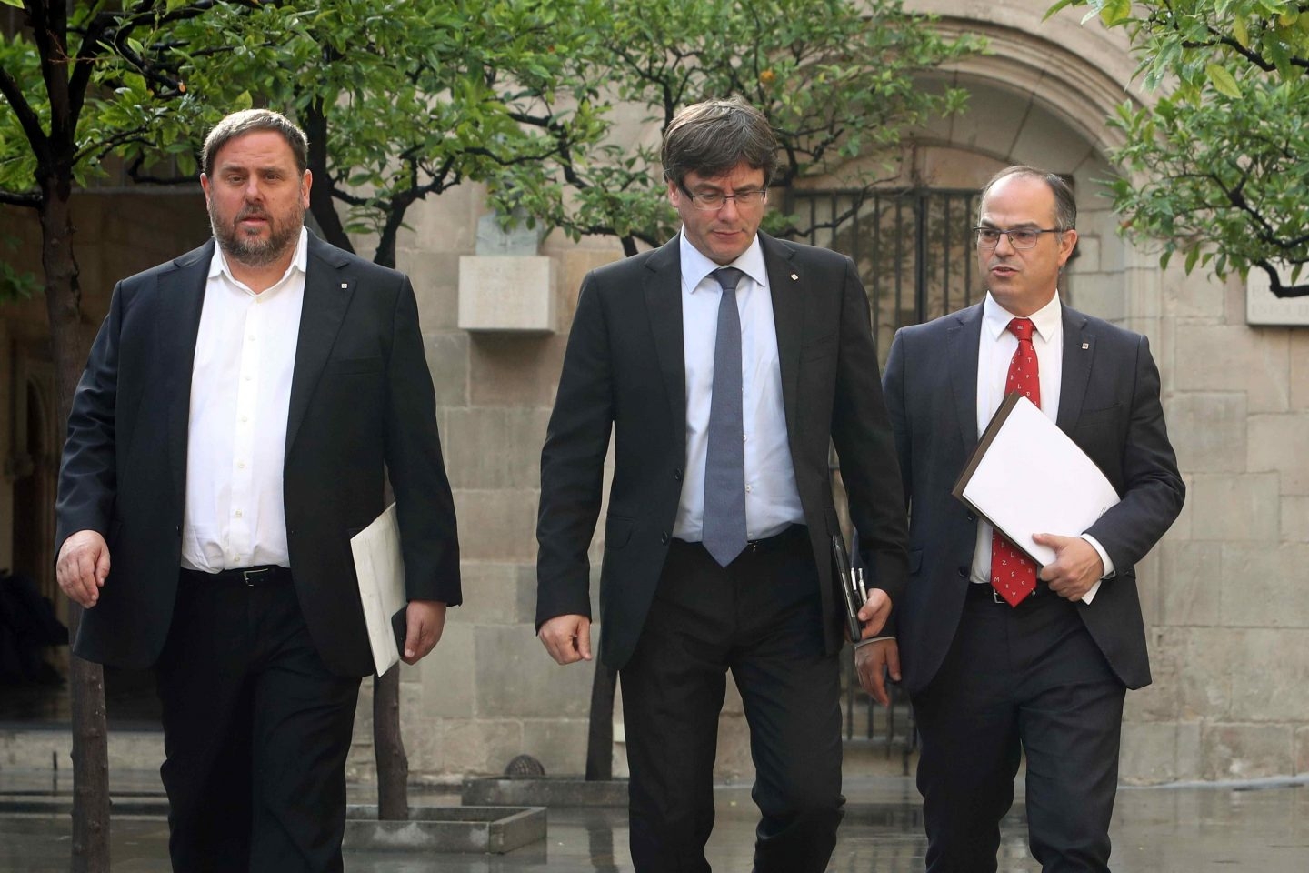 Referéndum 1-O: Junqueras, Puigdemont y Turull, en la Generalitat.