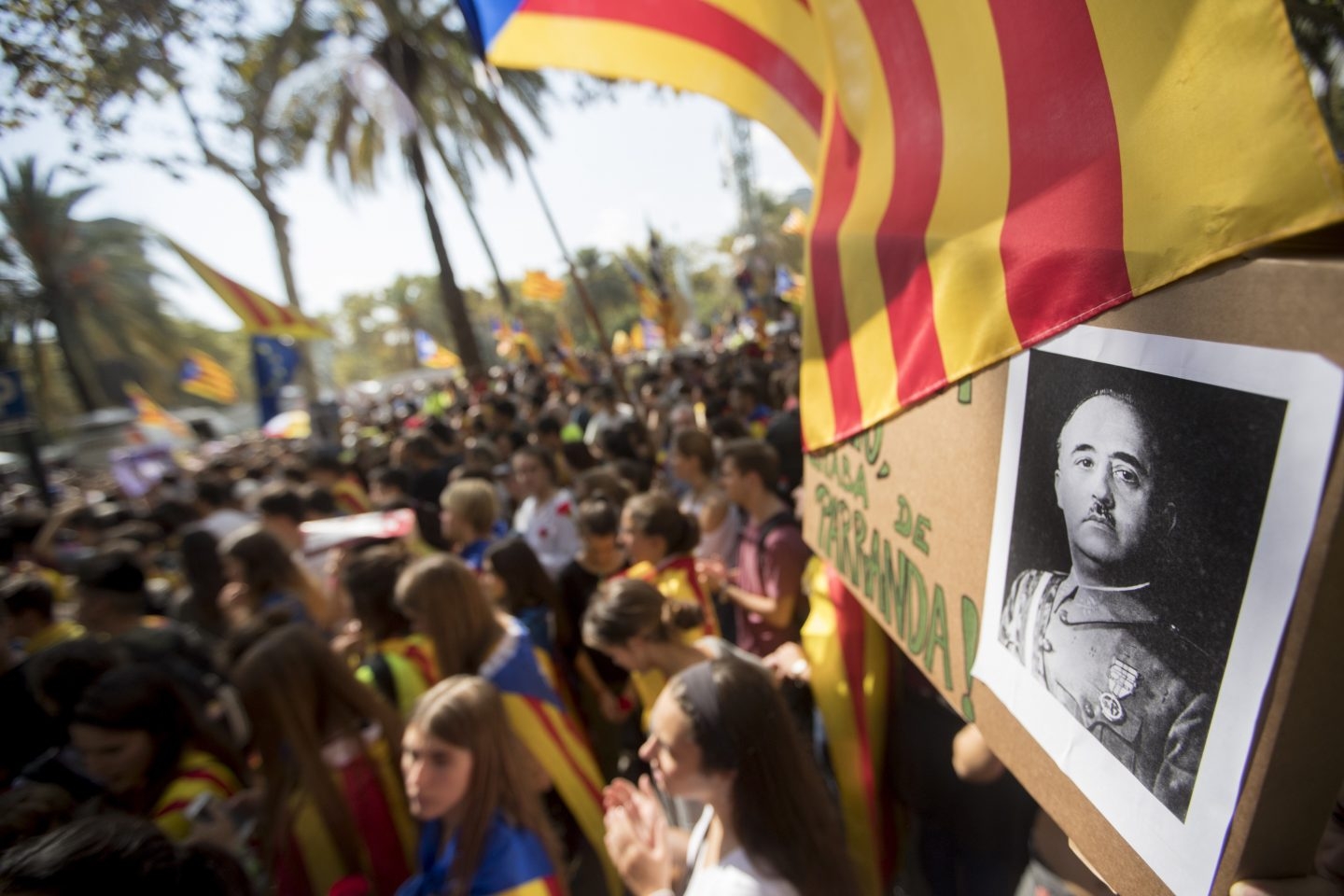 Referéndum 1-O: Manifestación de independentistas en Barcelona.
