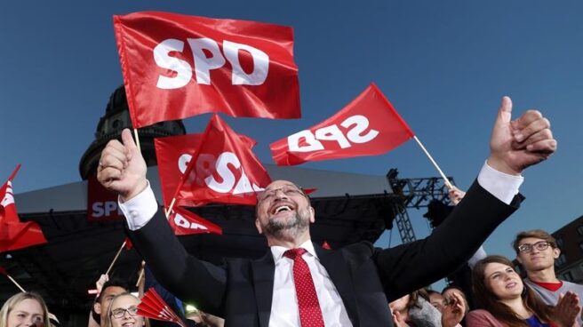 Martin Schulz, ante sus seguidores en un mitin en Berlín.