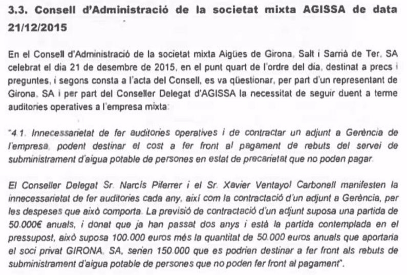 Extracto del acta de la reunión del consejo de administración de Agissa del 21 de diciembre de 2015.