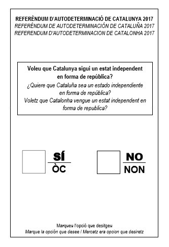 Papeleta del referéndum 1-O.