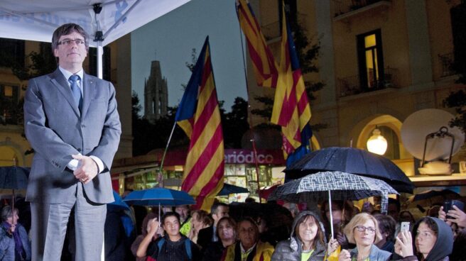 Puigdemont, en un mitin en Girona. Puigdemont, en un mitin en Girona.