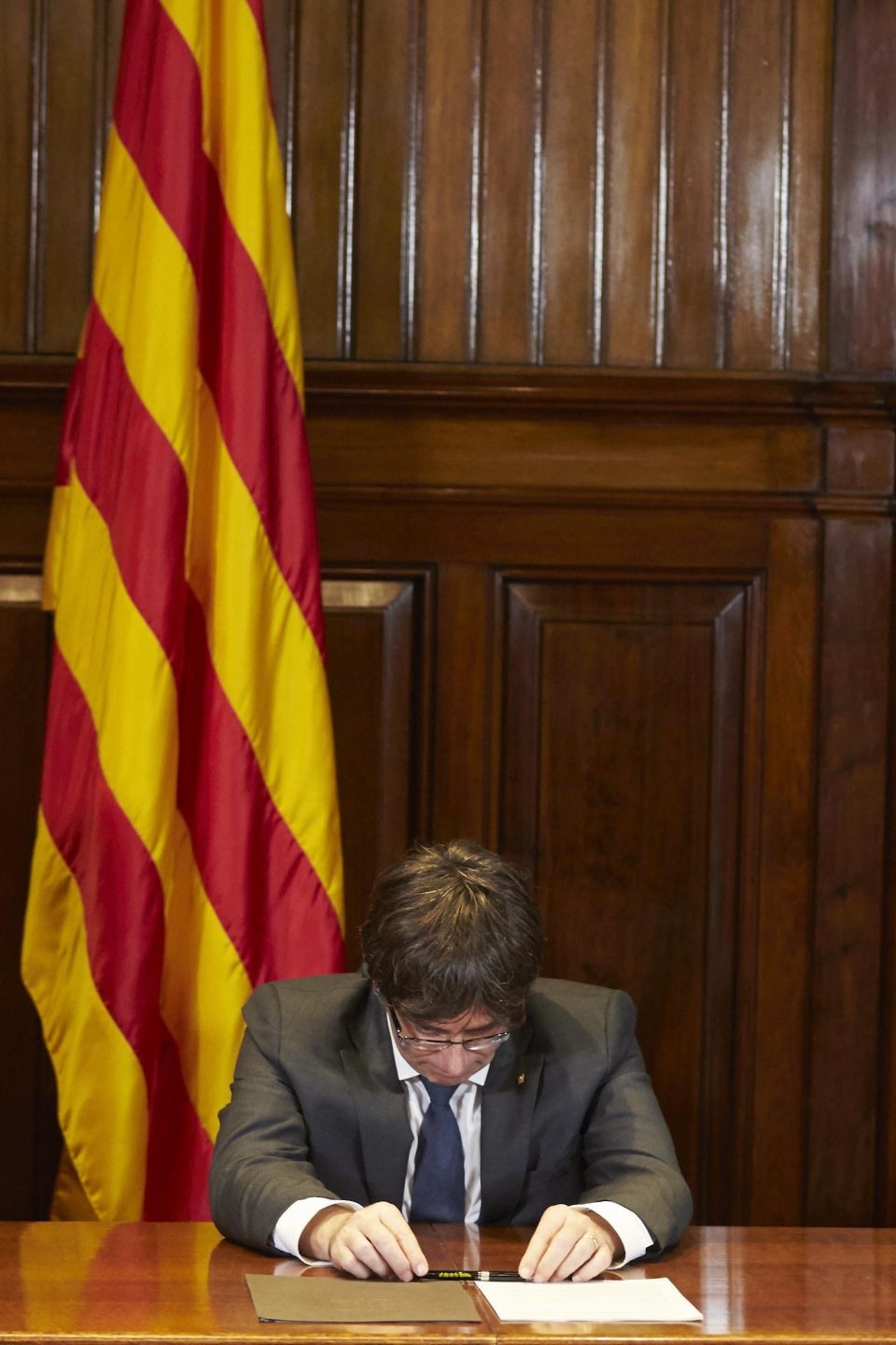 Referendum 1-O. Carles Puigdemont, en el Palau de la Generalitat.