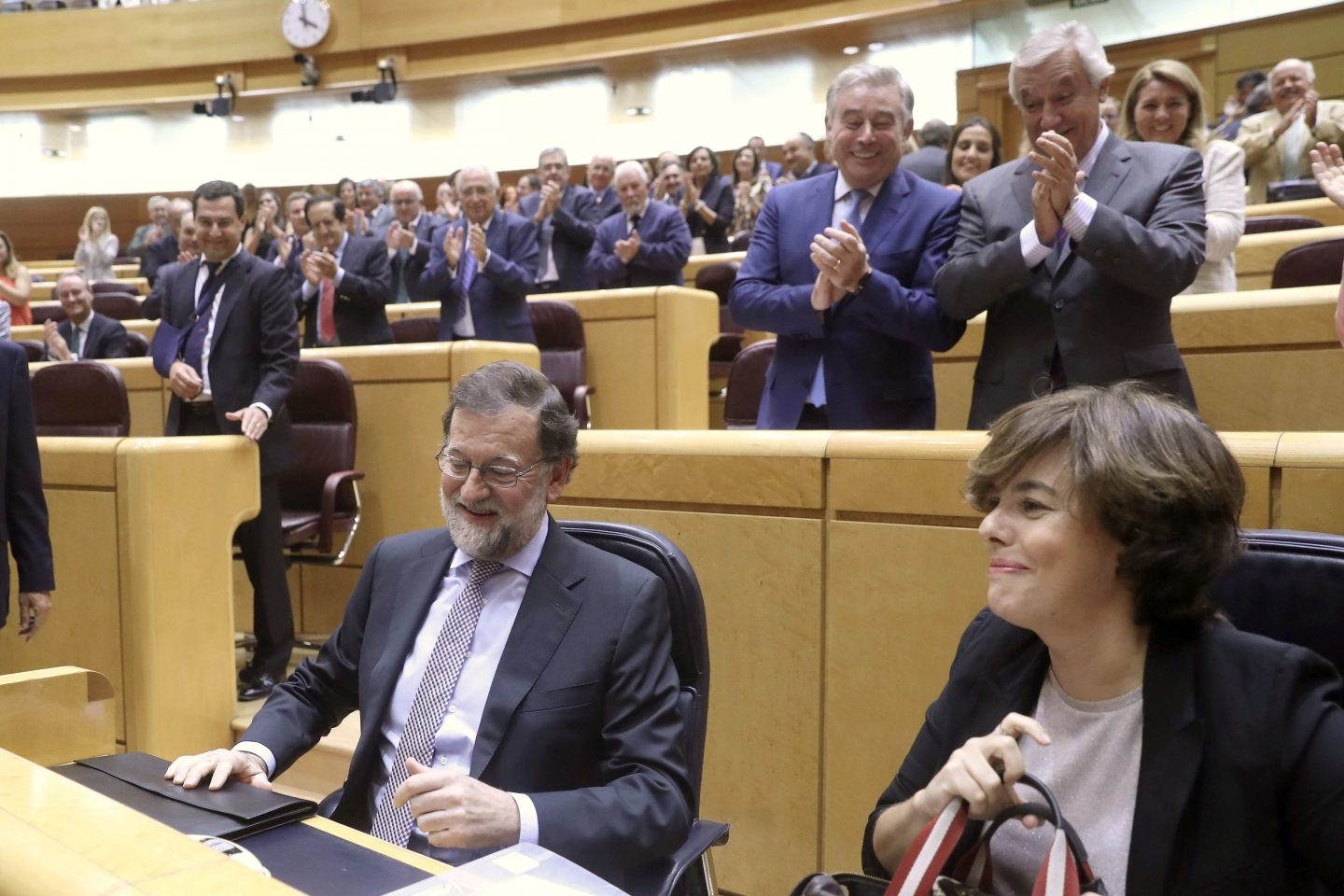 Referéndum 1-O: Rajoy y Soraya Sáenz de Santamaría, en el Senado.