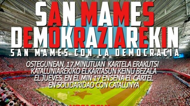 Cartel de la iniciativa prevista para mañana en San Mamés en apoyo al referéndum en Cataluña.