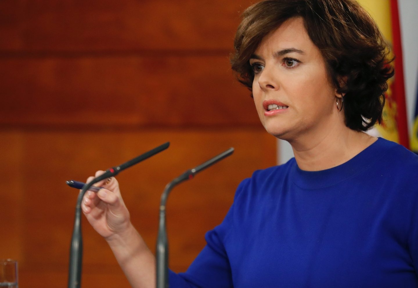 Soraya Sáenz de Santamaría, en su rueda de prensa sobre el referéndum.