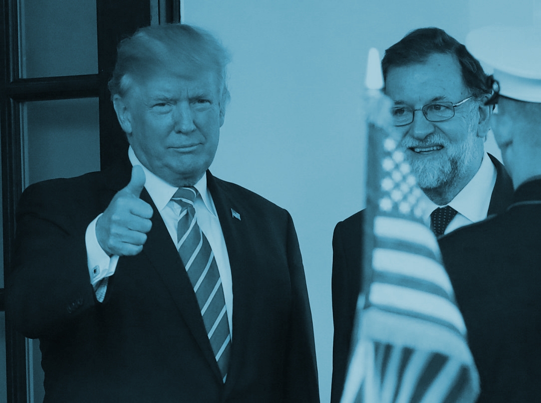 El presidente de EEUU, Donald Trump, tras recibir a Mariano Rajoy a las puertas de la Casa Blanca.