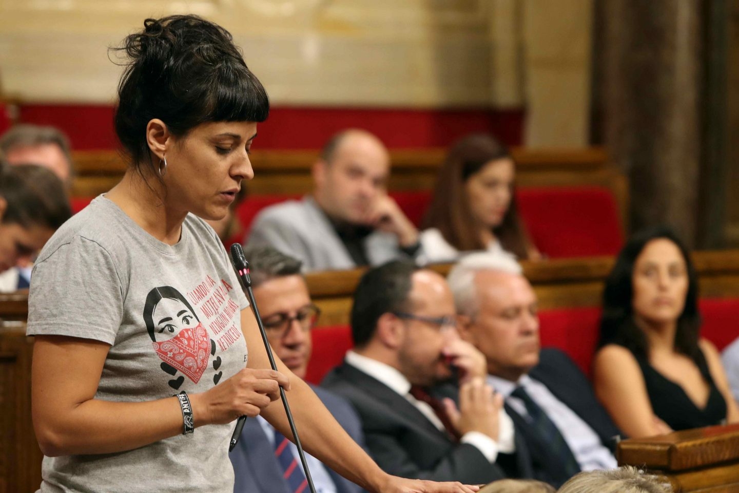 Anna Gabriel, en el Parlament.