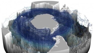 Aguas profundas ascienden en espiral rodeando la Antártida