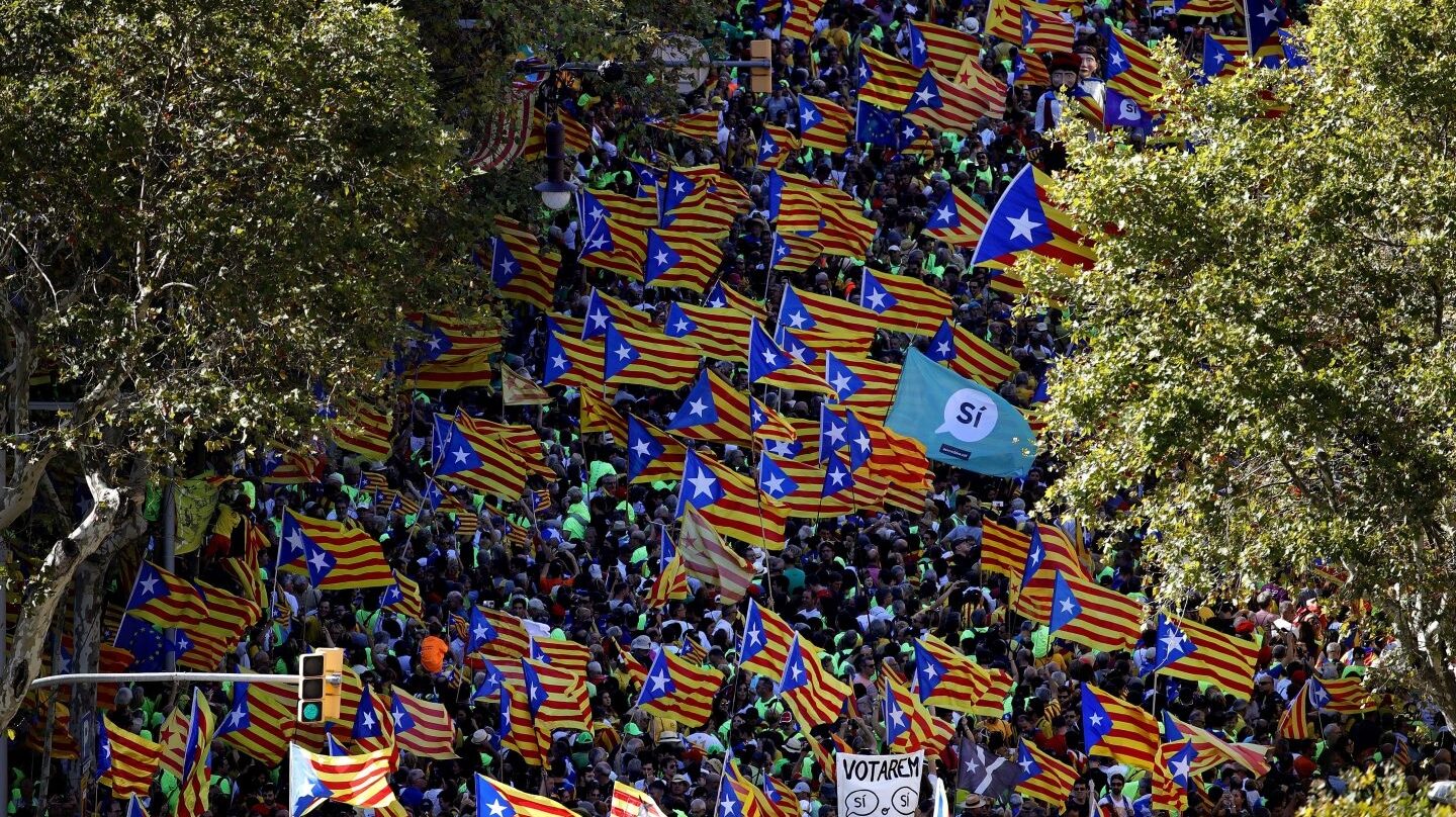 Un momento de la manifestación de la Diada en Barcelona.