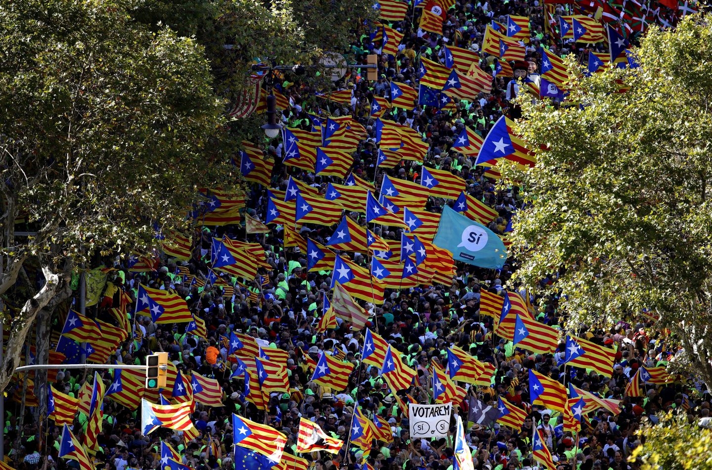 Un momento de la manifestación de la Diada en Barcelona.