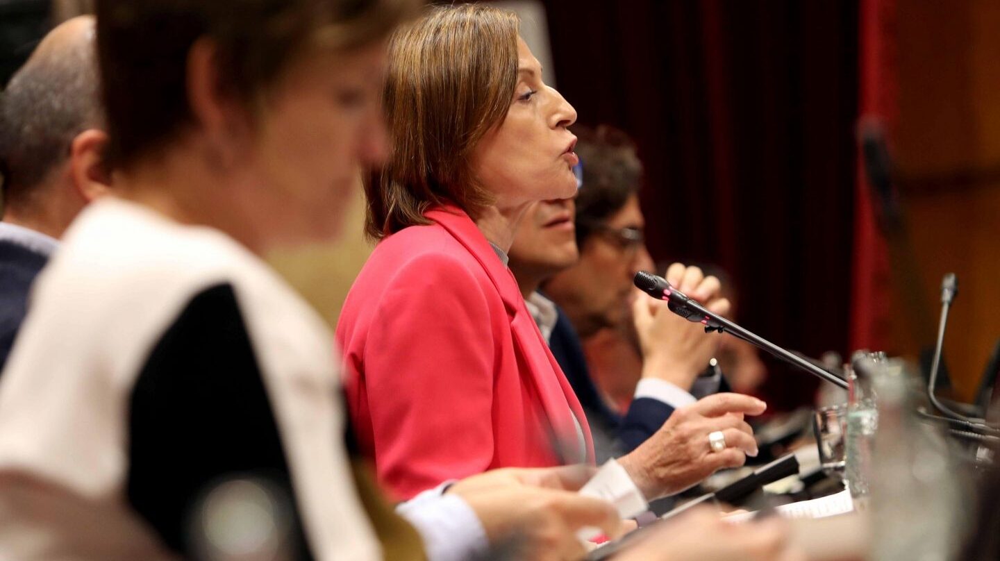 La presidenta del Parlament, Carme Forcadell, durante el pleno sobre la Ley del Referéndum.