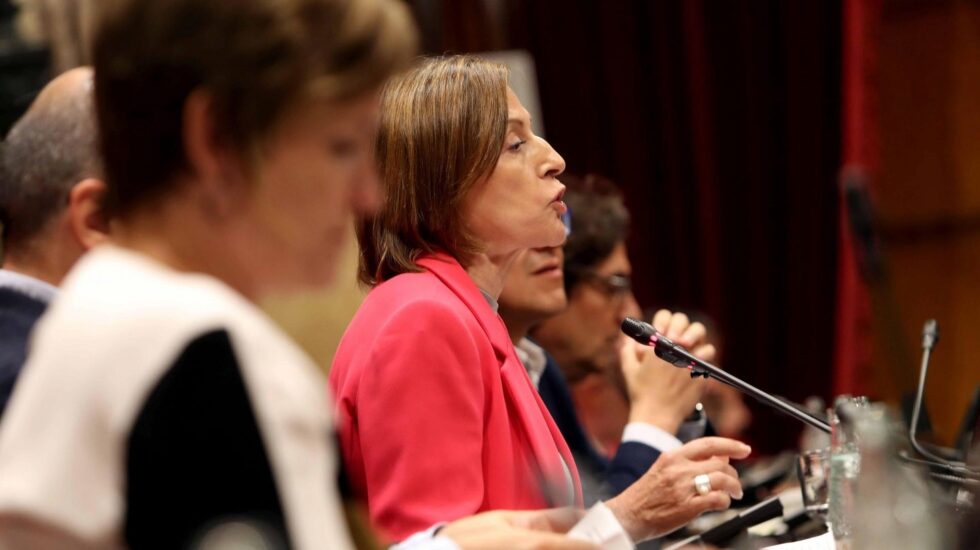 La presidenta del Parlament, Carme Forcadell, durante el pleno sobre la Ley del Referéndum.