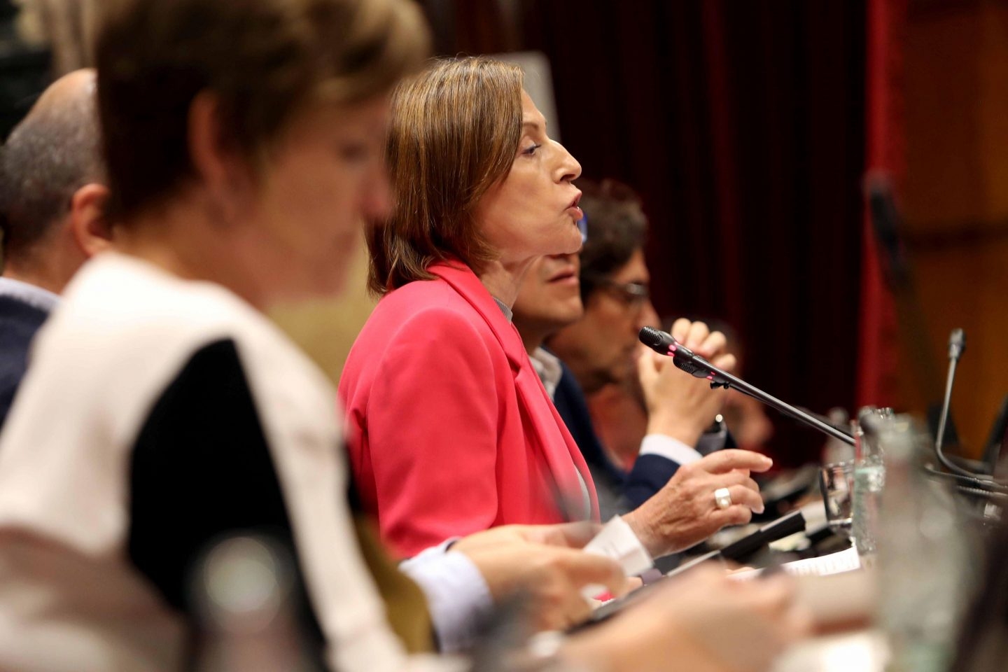 La presidenta del Parlament, Carme Forcadell, durante el pleno sobre la Ley del Referéndum.