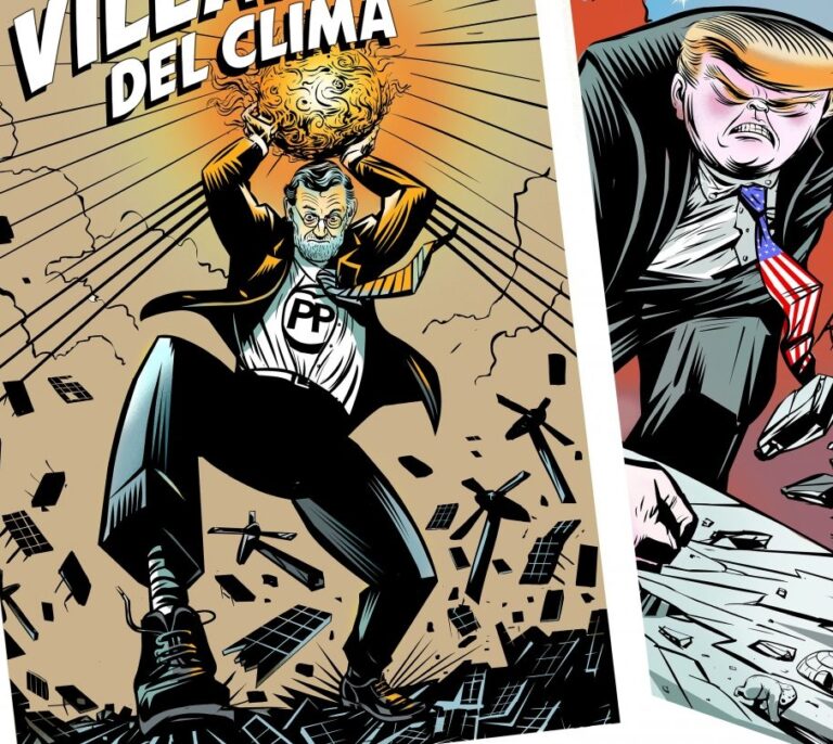 Rajoy y Trump convertidos en villanos de cómic por Greenpeace