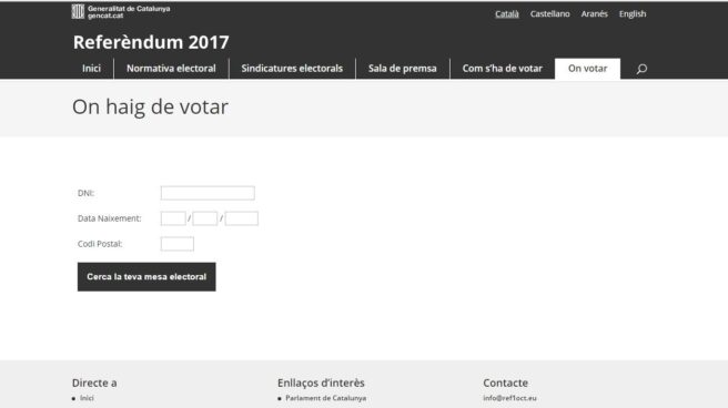 link referendum Link de la web facilitada por Puigdemont para que puedan votar los catalanes el referéndum.