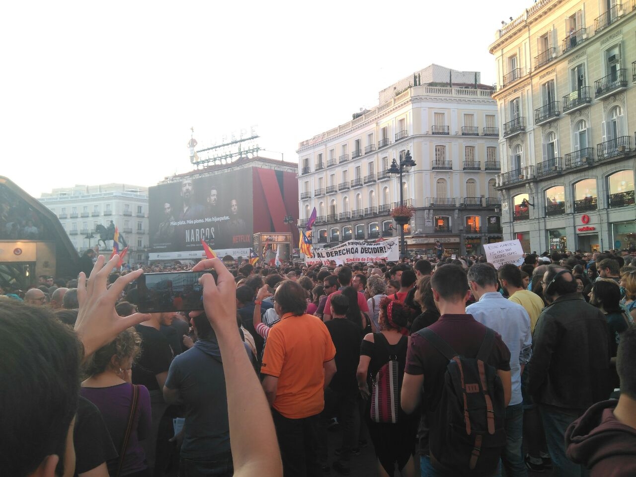 Manifestación pro referéndum en la Puerta del Sol de Madrid.