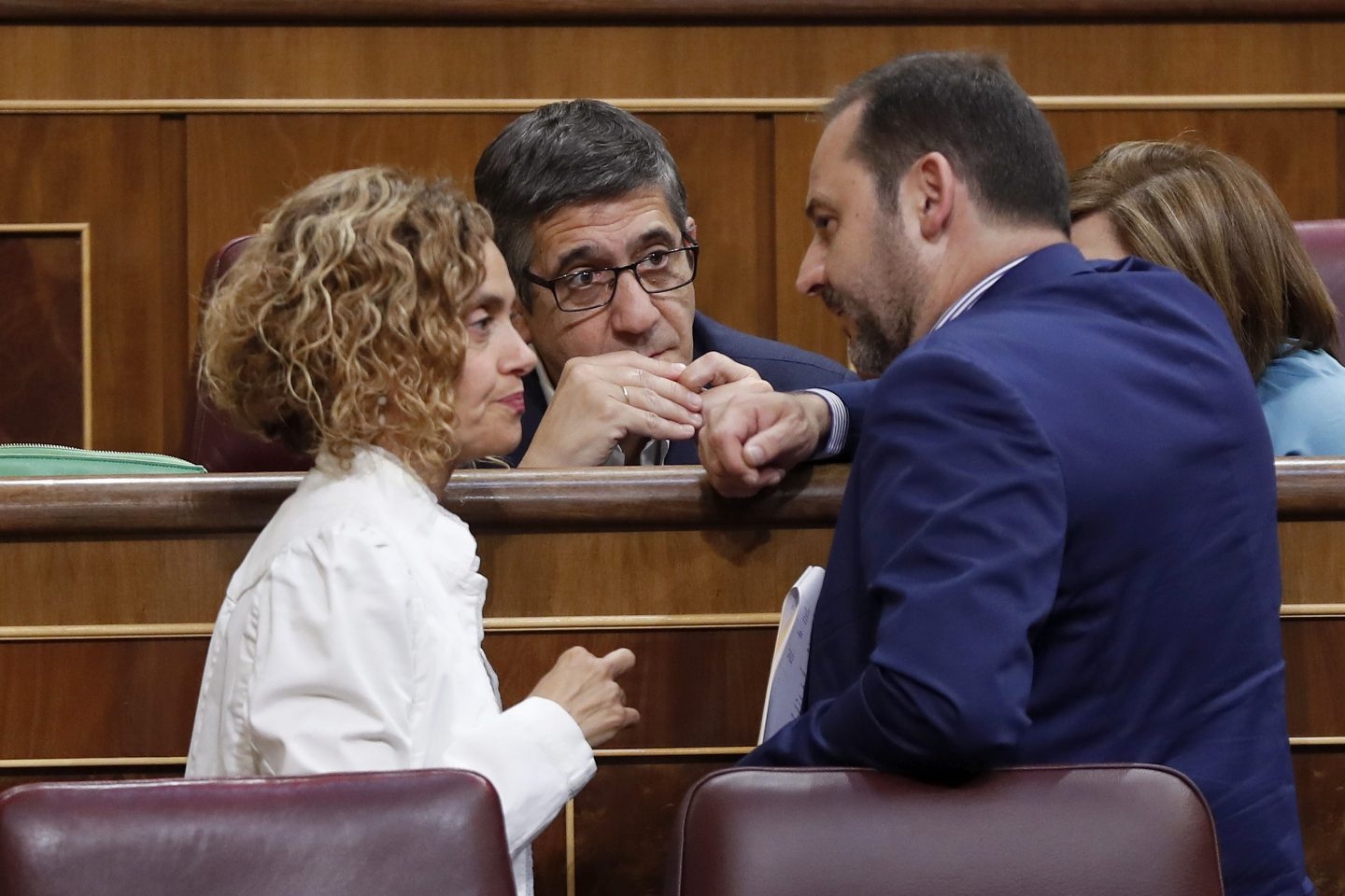 Meritxell Batet, Patxi López y José Luis Ábalos.