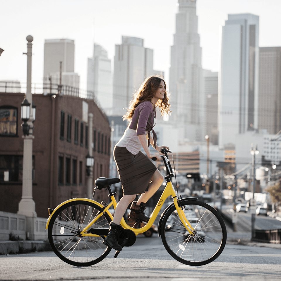 Imagen promocional de la empresa china Ofo, cuyo negocio se basa en las bicicletas de alquiler.