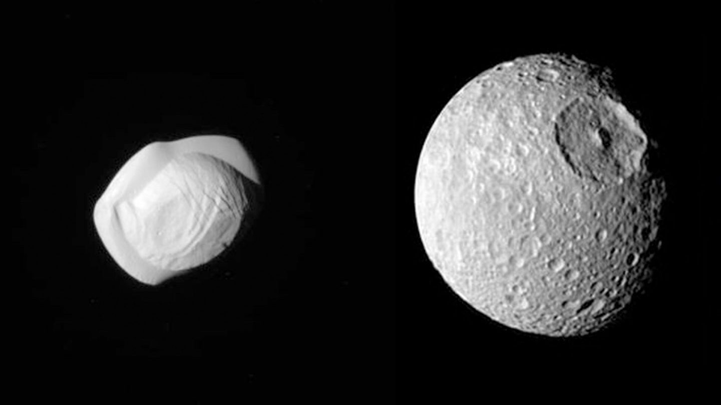 Pan y Mimas, Saturno