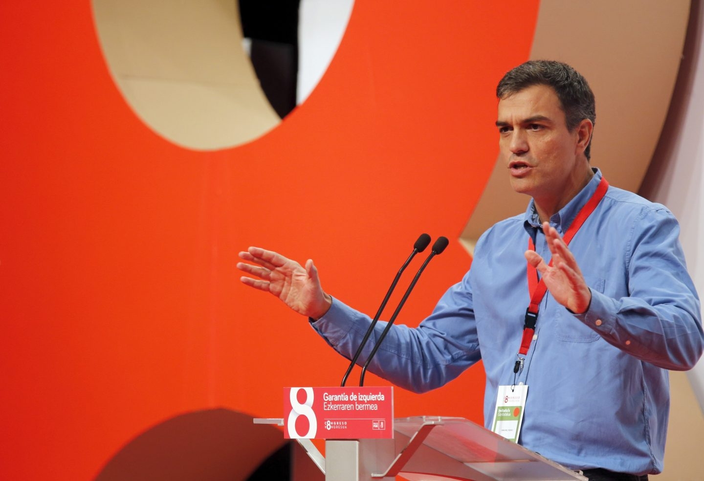 Pedro Sánchez, en su intervención en el VIII Congreso del PSOE-PSE