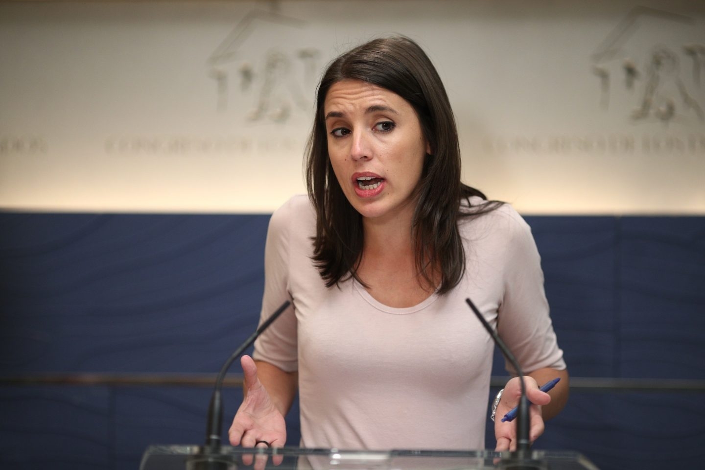 Irene Montero, portavoz de Podemos, este martes en el Congreso.