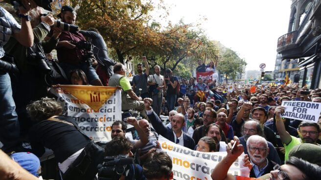 Centenares de manifestantes en Barcelona.