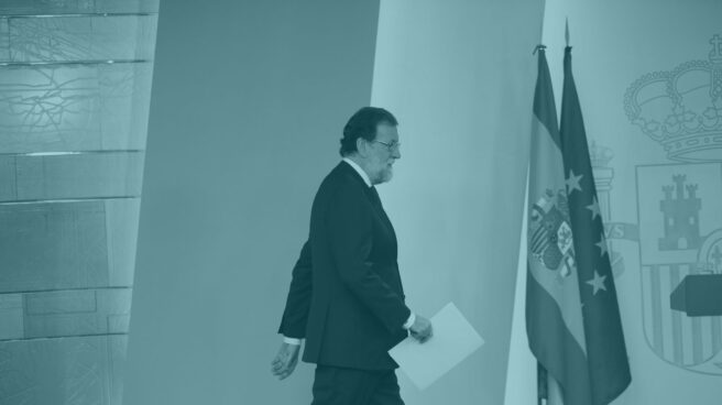 Mariano Rajoy, tras su comparecencia en el Palacio de la Moncloa.