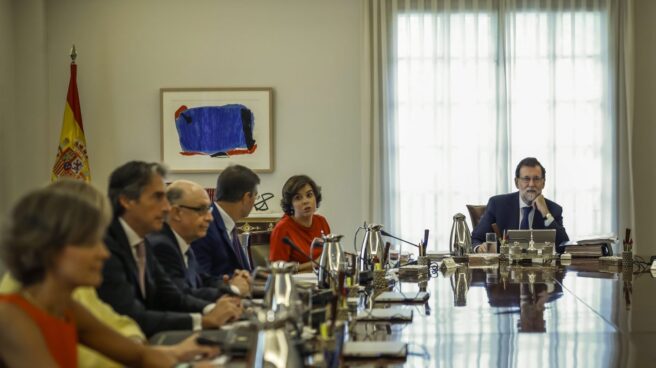 El presidente del Gobierno, Mariano Rajoy, durante la reunión extraordinaria del Consejo de Ministros el 7 de septiembre.