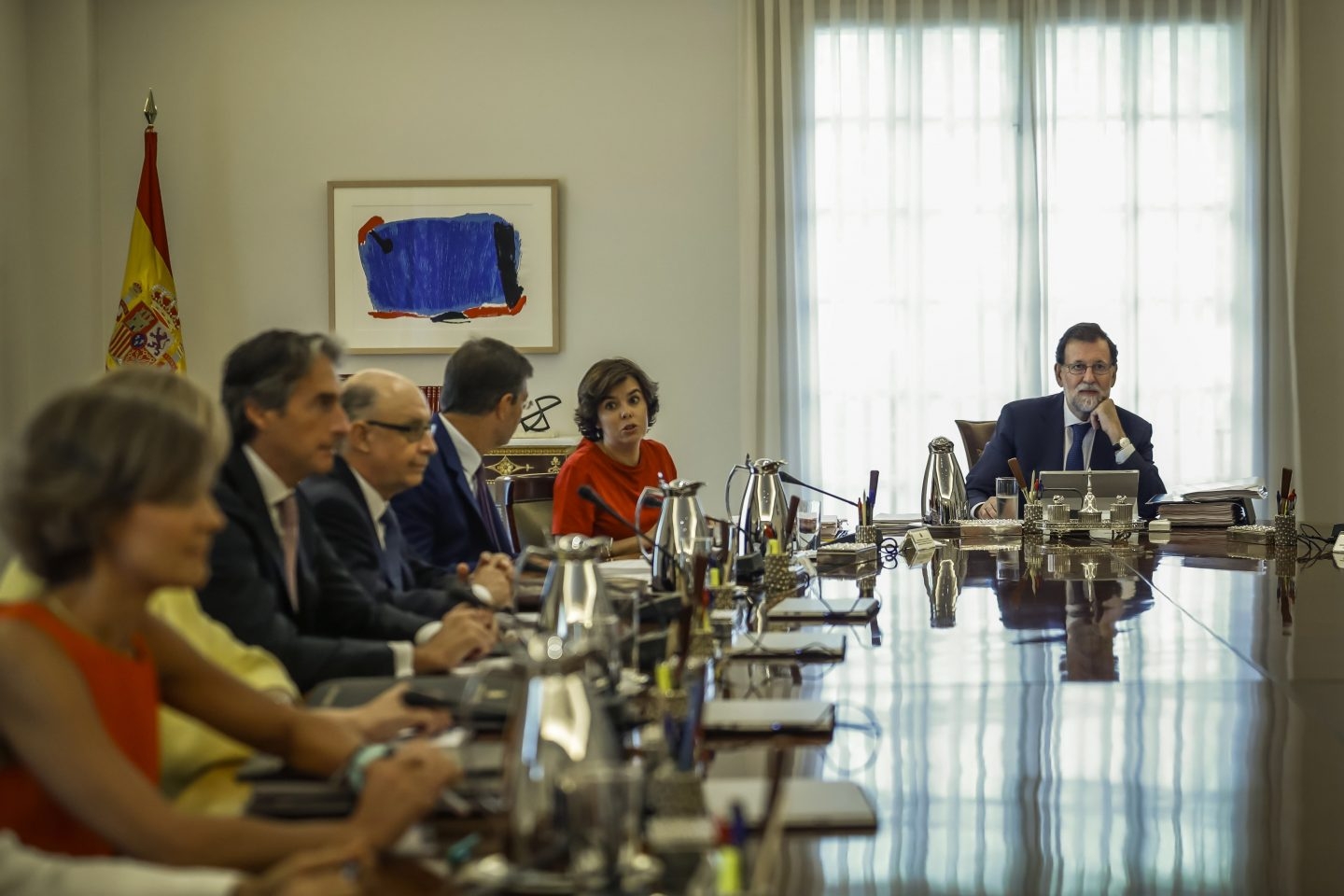 El presidente del Gobierno, Mariano Rajoy, durante la reunión extraordinaria del Consejo de Ministros el 7 de septiembre.