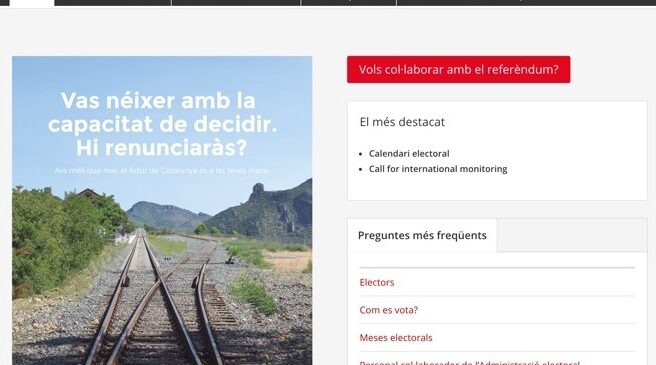 Pantallazo de la página web referéndum.cat, antes de su cierre.