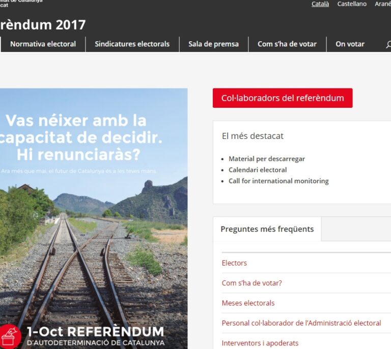 La Generalitat vuelve a activar la web de los centros electorales pese a la prohibición del juez