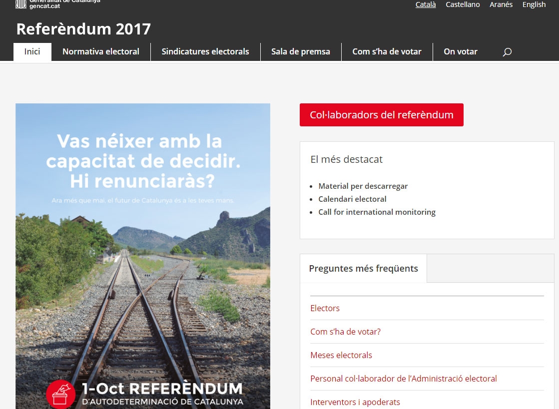 Una imagen de la nueva web del referéndum.