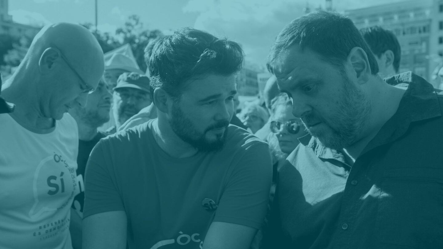 Raúl Romeva, Gabriel Rufián y Oriol Junqueras.