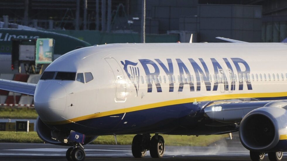 Un avión de la aerolínea de bajo coste Ryanair.