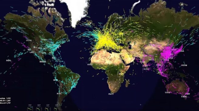 Un día del tráfico aéreo mundial en 60 segundos
