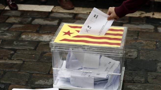 Urna en Barcelona durante las movilizaciones a favor del 1-O. Urna en Barcelona durante las movilizaciones a favor del 1-O.