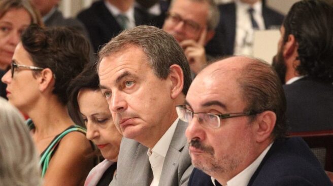 Zapatero y Lambán en el Desayuno Informativo de Europa Press con Pedro Sánchez.