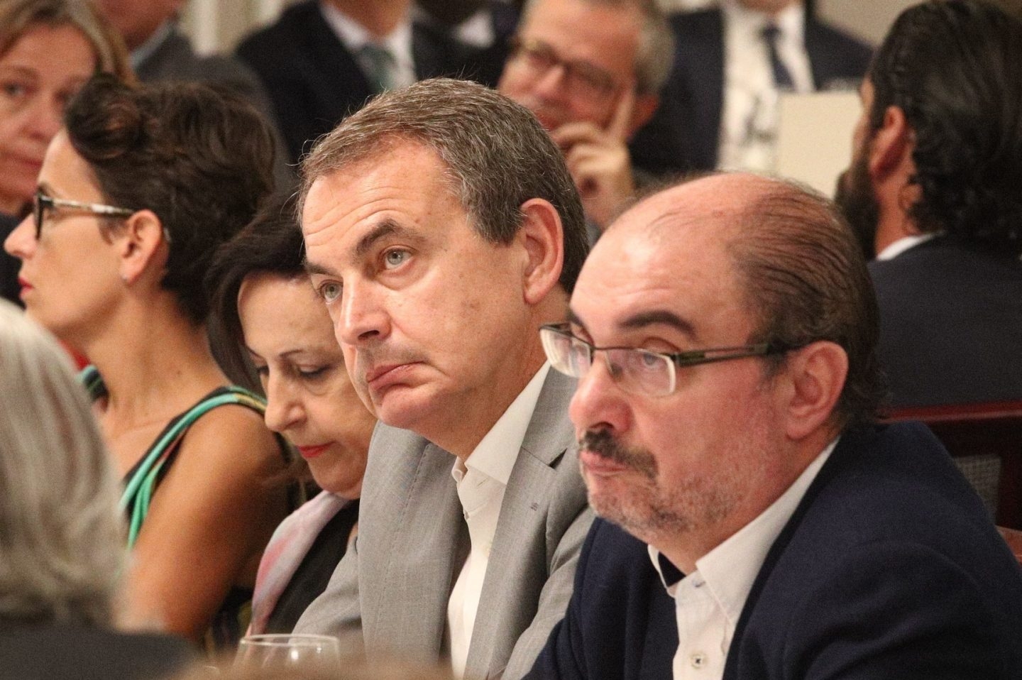 Zapatero y Lambán en el Desayuno Informativo de Europa Press con Pedro Sánchez.