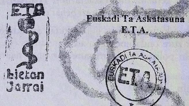 Sello de una carta de ETA reclamando el pago del denominado 'impuesto revolucionario' a un empresario vasco. Sello de una carta de ETA reclamando el pago del denominado 'impuesto revolucionario' a un empresario vasco.
