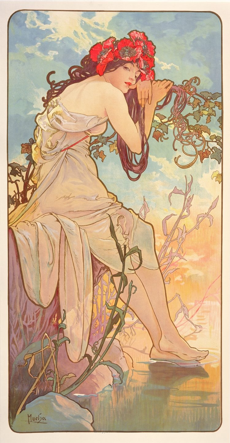 Las estaciones, verano 1896, Litografía en color.